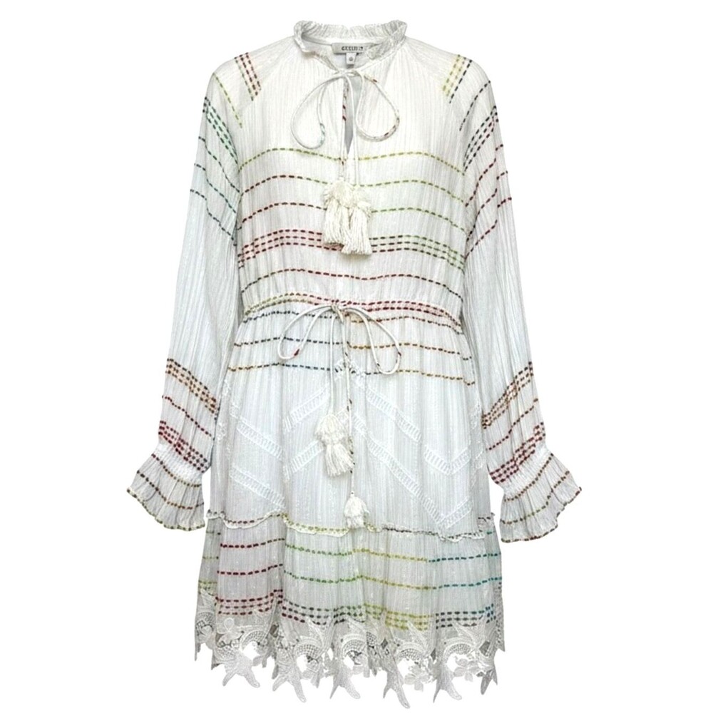 Hemant & Nandita White Embroidered Tassel Boho